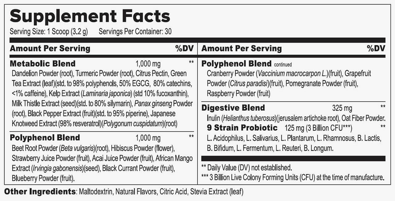 Okinawa Flat Belly Tonic supplement facts